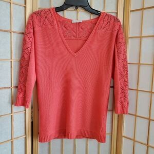 New York & Co Pullover Sweater 3/4 Crochet Sleeves
